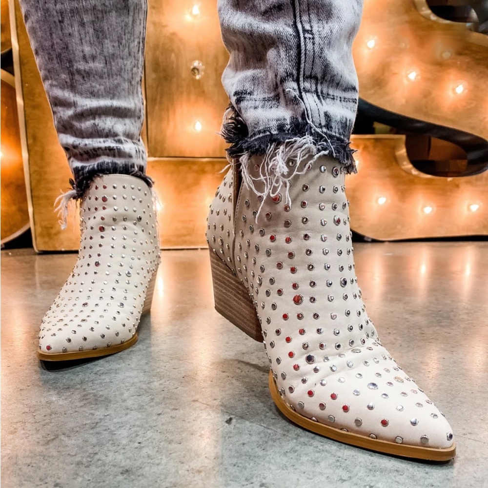 Brand new taupe studded booties. Never worn.  Super cute!